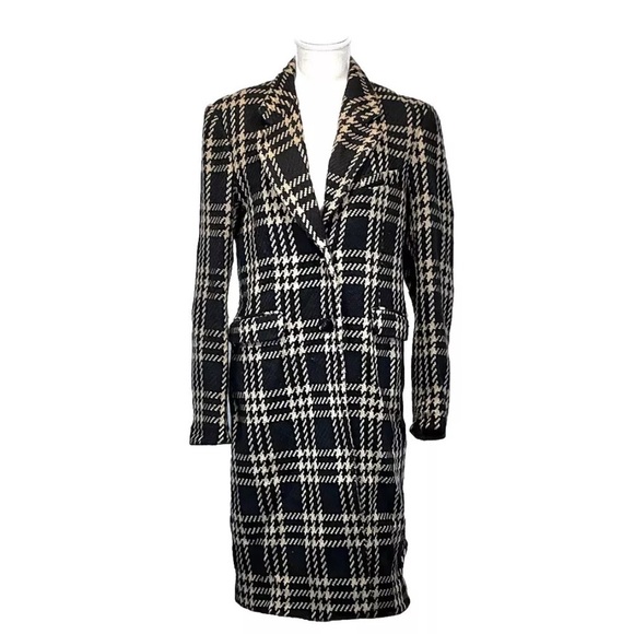 LOUBEN Virgin Wool Coat Tailored Lapel Collar Button Houndstooth Size 10 Vintage - Picture 8 of 9